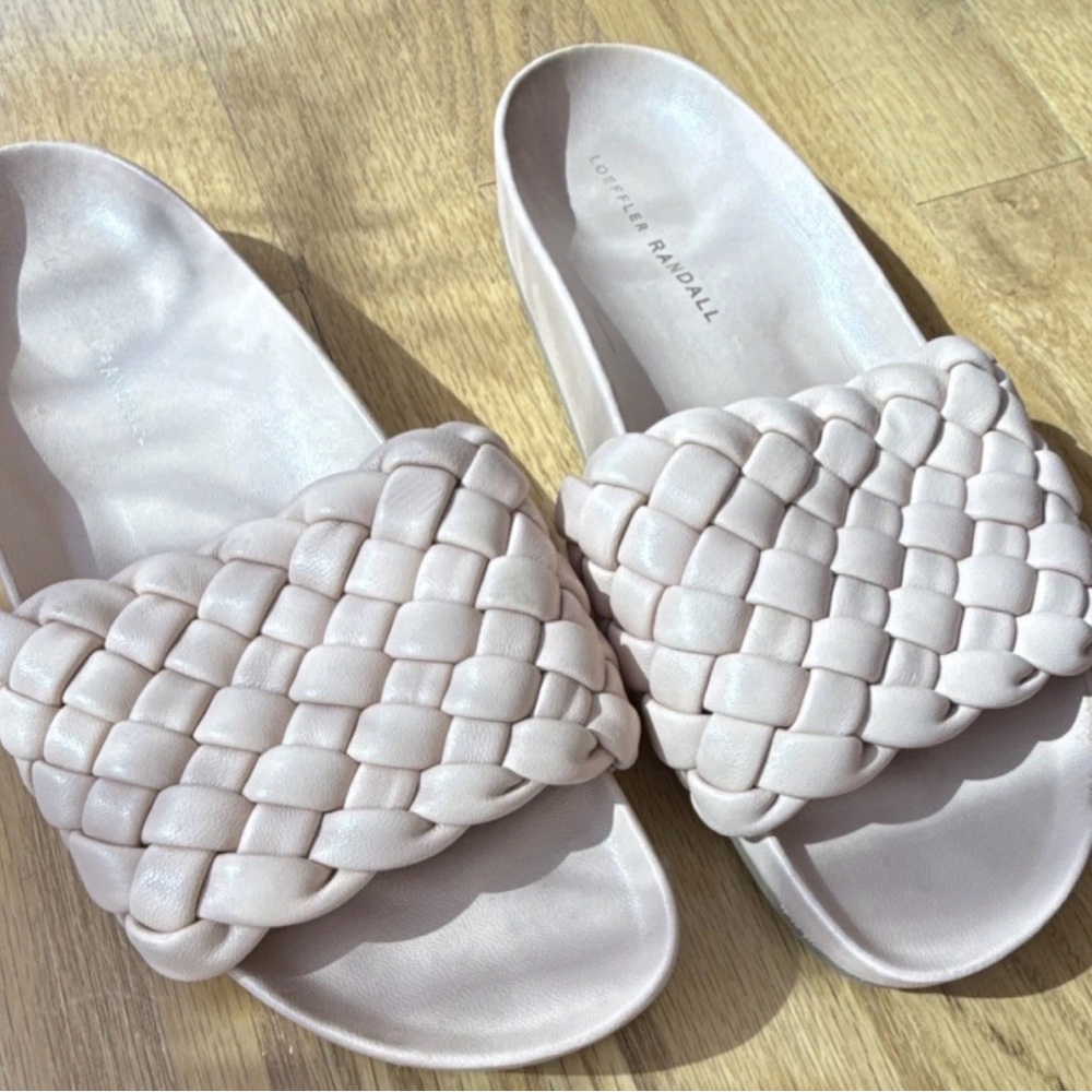 Loeffler Randall Pale Pink Braided Slide Sandals